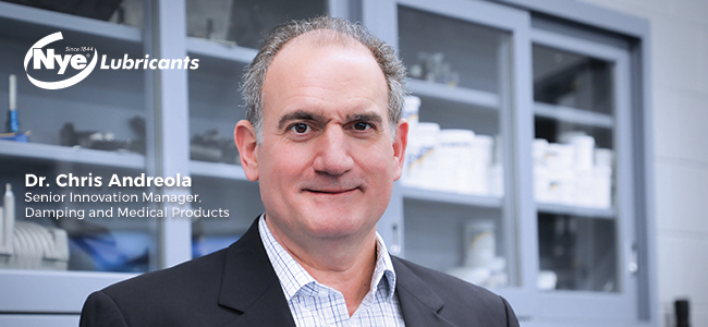 Chris Andreola, a Senior Product and Innovation Engineer at Nye Lubricants.